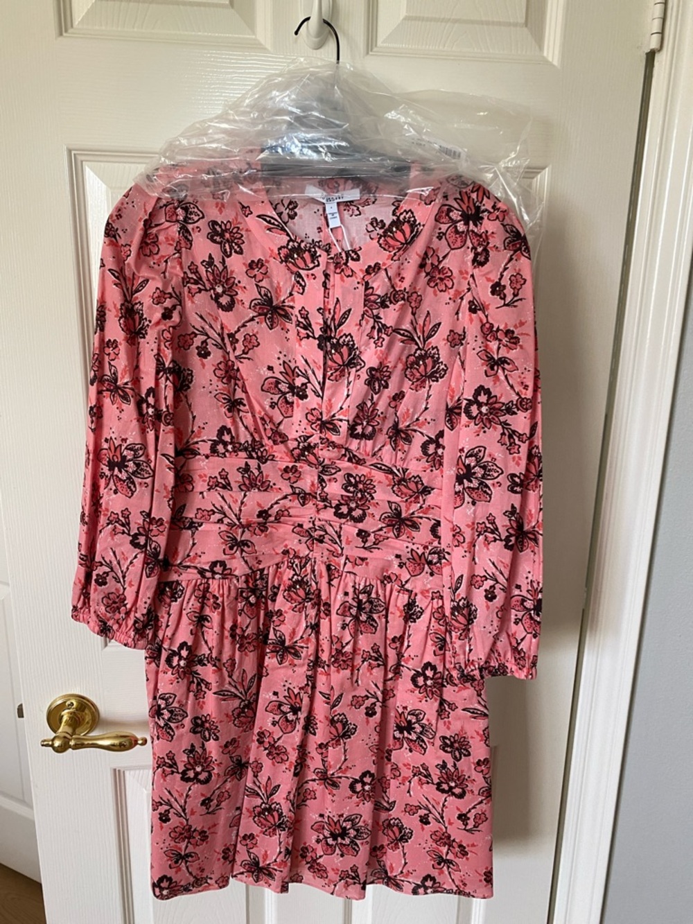 10 Crosby Derek Lam Amelia dress. Coral Pink Floral Long-Sleeve Dress